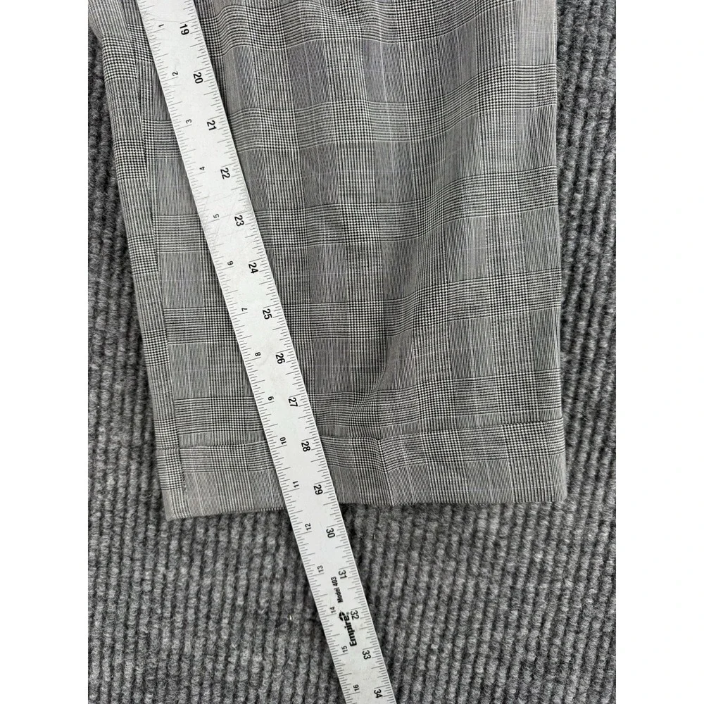 Vintage Coppley Suit 44R Gray Wool Plaid Designer Union Made Pleated Pants 38x29